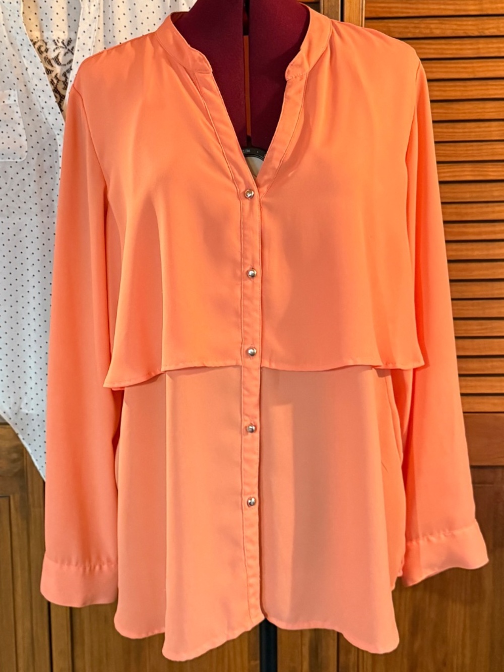 BUNDLE Valerie Stevens Coral Button-Front Blouse - Candies Polka Dot Blk/Wht XL
